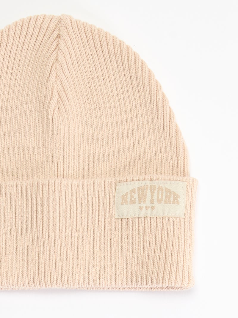 Bonnet uni avec revers Beige - Kiabi