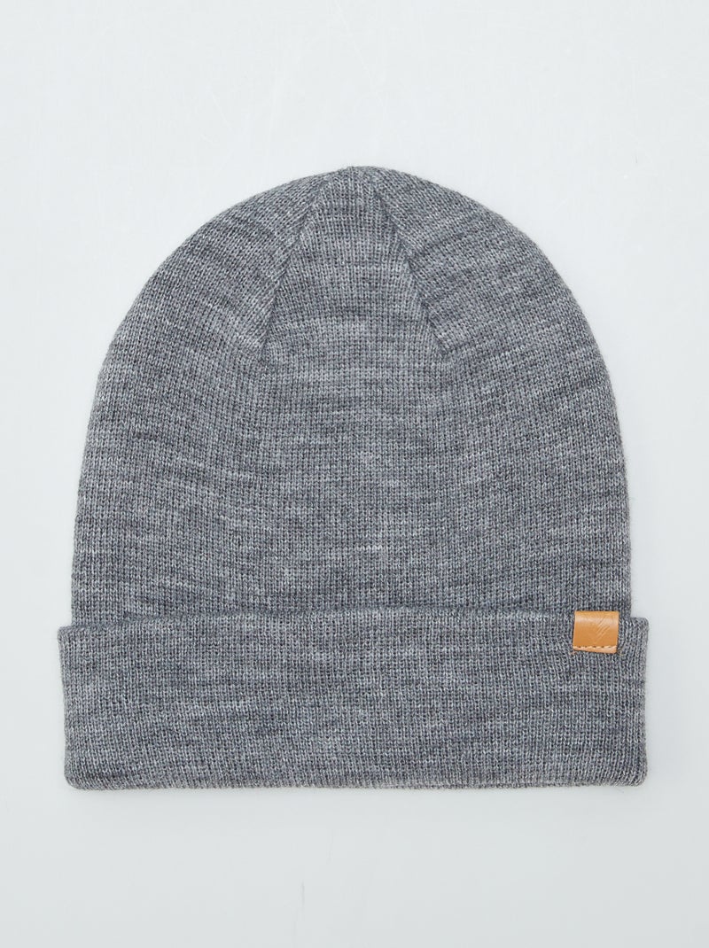 Bonnet uni en maille fine Gris - Kiabi