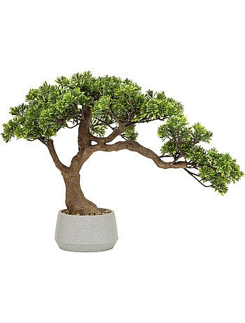 Bonsaï artificiel en pot cylindrique en céramique polin