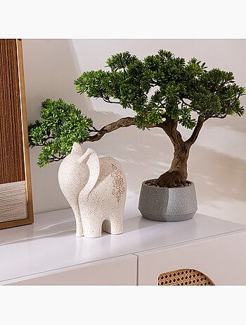 Bonsaï artificiel en pot cylindrique en céramique polin