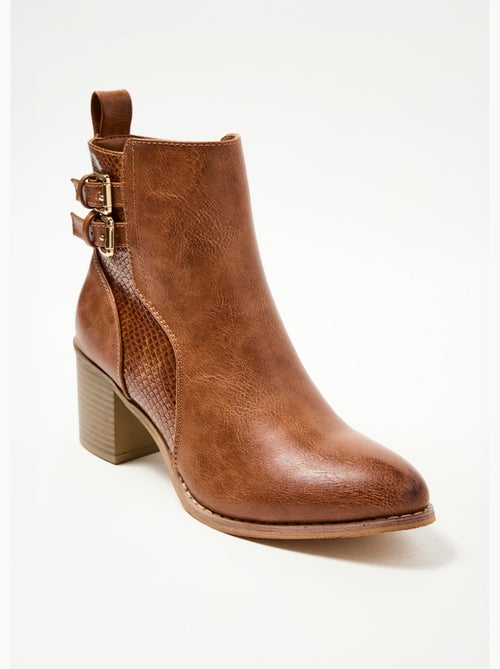 Boots à talon empiècement effet reptile - AFIBEL - Kiabi