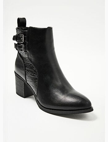 Boots à talon empiècement effet reptile - AFIBEL