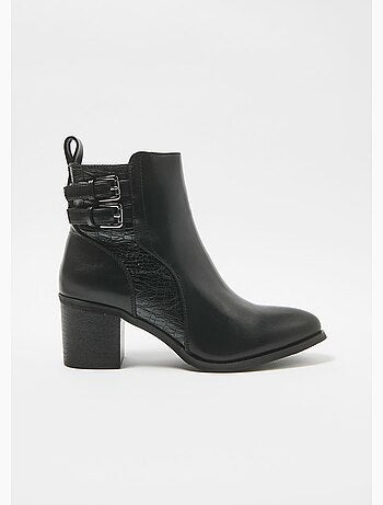 Boots à talon empiècement effet reptile - AFIBEL