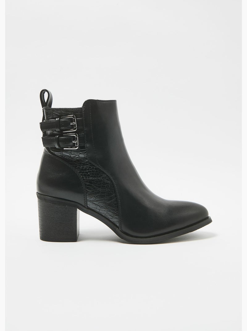 Boots à talon empiècement effet reptile - AFIBEL Noir - Kiabi