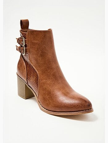 Boots à talon empiècement effet reptile