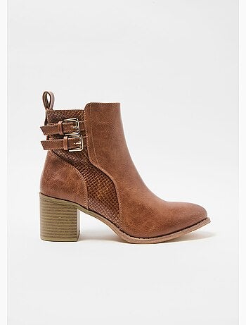 Boots à talon empiècement effet reptile