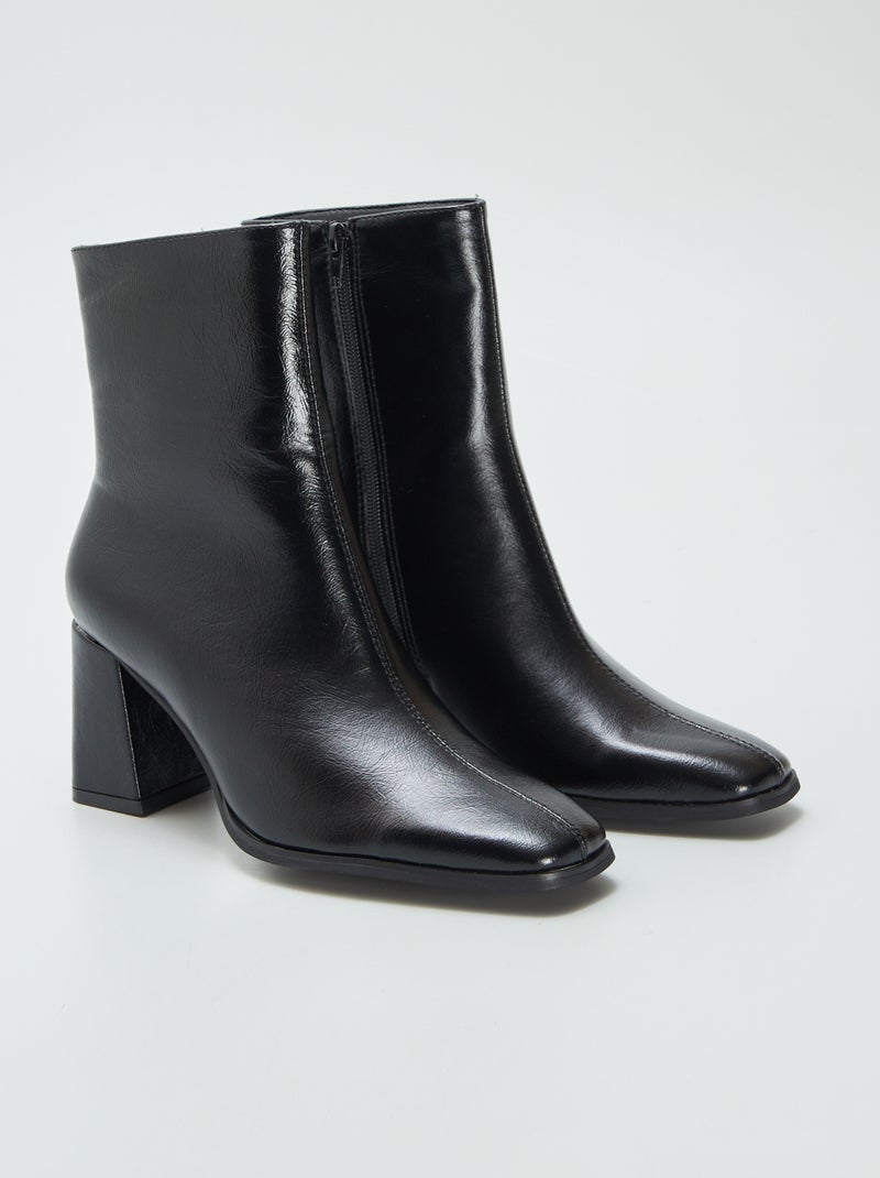 Boots à talons carrés Noir - Kiabi