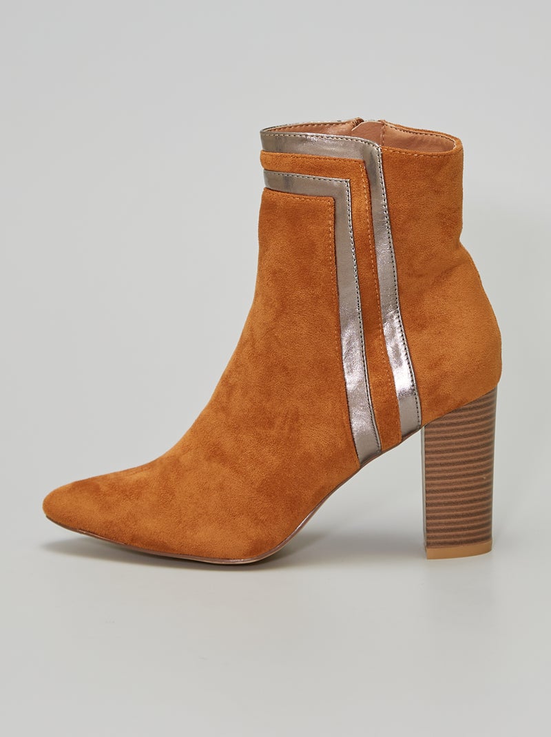 Boots à talons en suédine camel - Kiabi