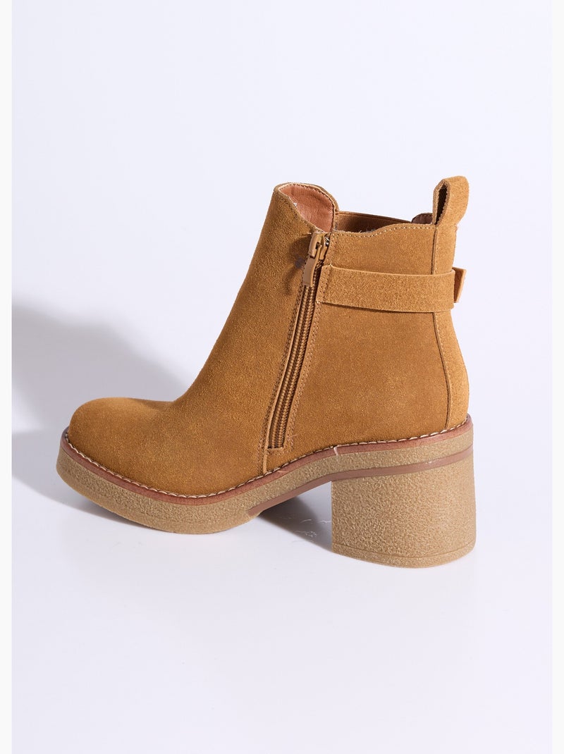 Boots à talons hauts et semelle crêpe - afibel Camel - Kiabi