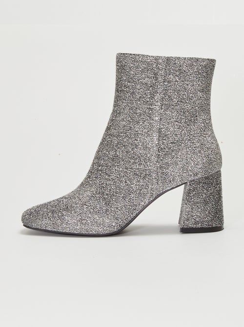 Boots argentées à talons - Kiabi