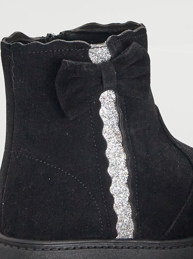Boots avec bandes pailletées Noir - Kiabi