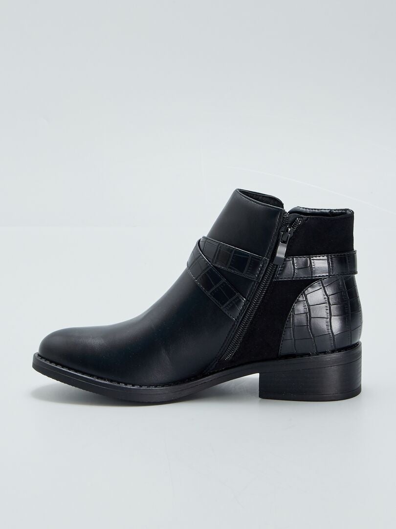 Boots avec boucles fantaisies noir - Kiabi