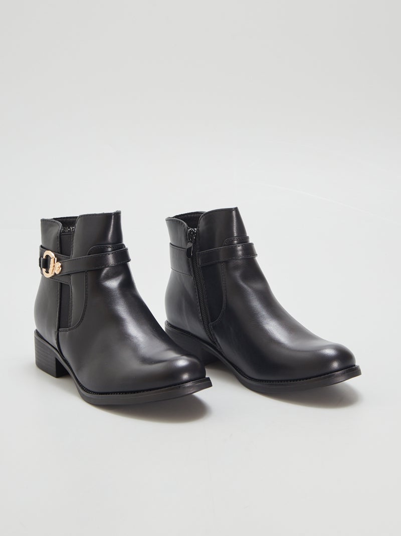 Boots avec boucles fantaisies noir - Kiabi