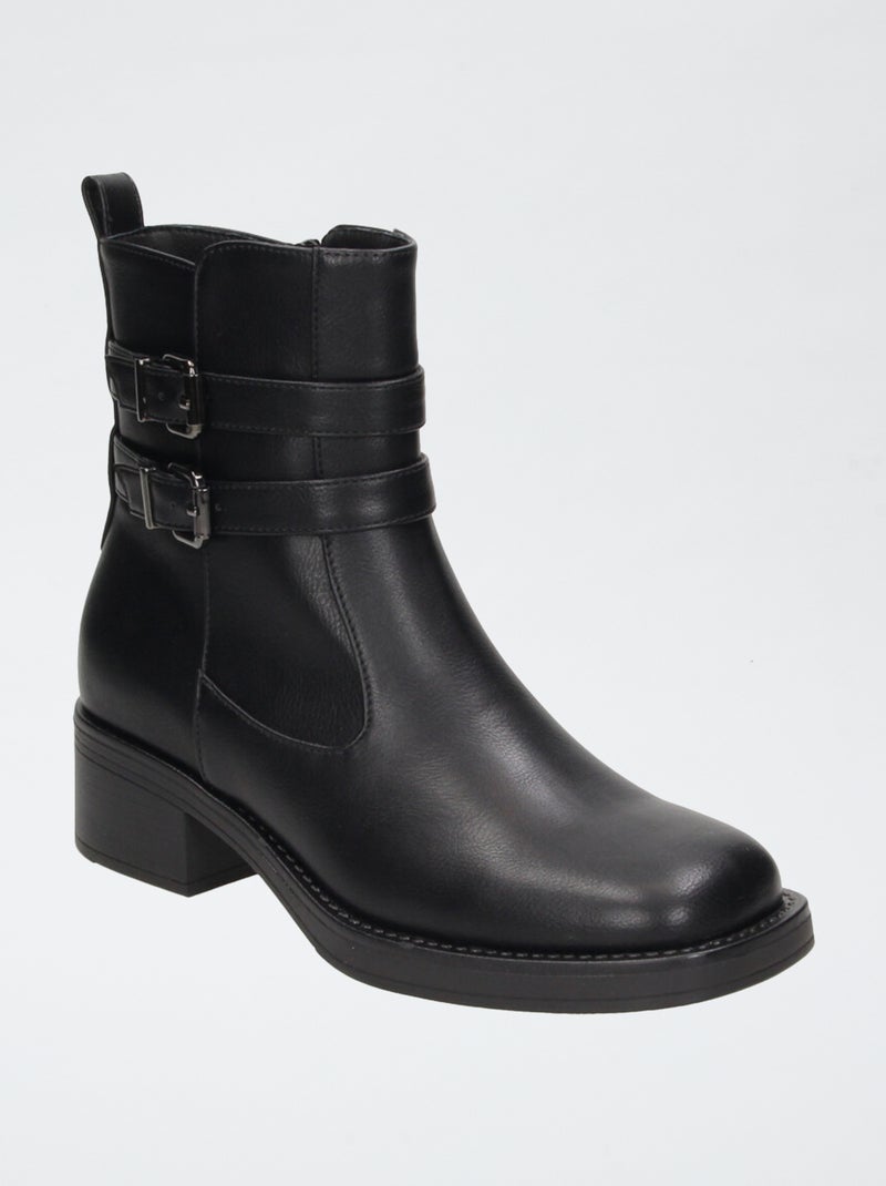 Boots avec brides et ouverture zippées Noir - Kiabi