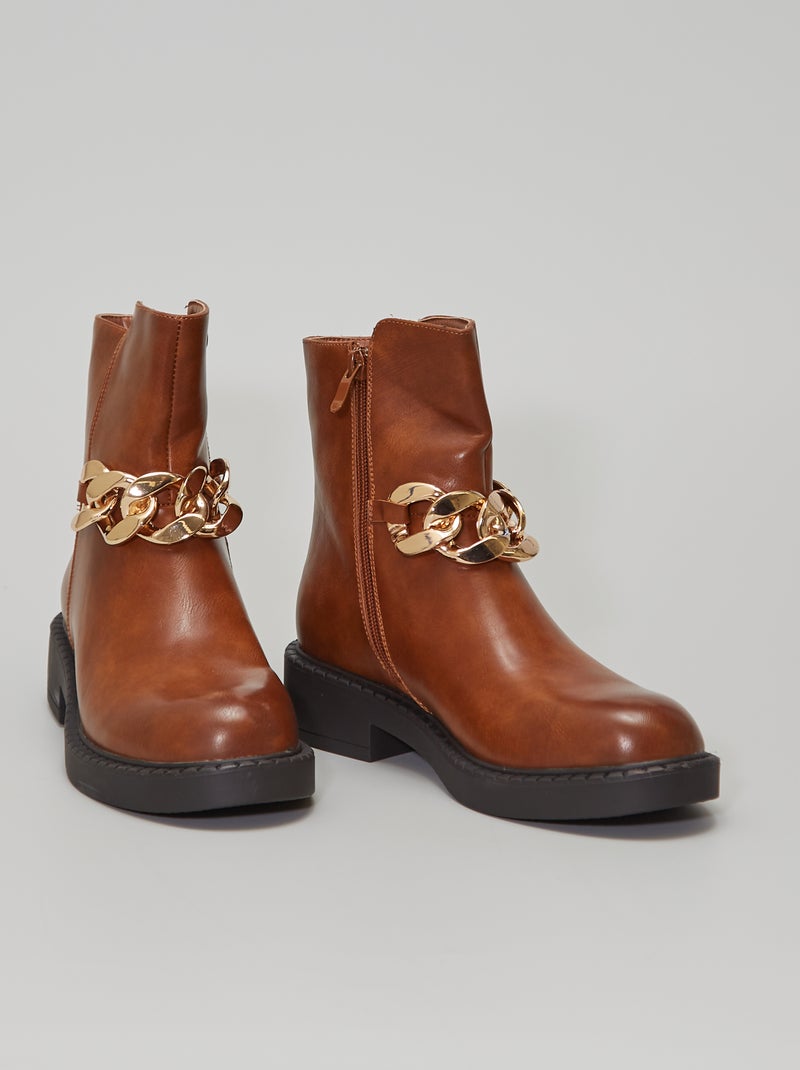 Boots avec chaîne camel - Kiabi