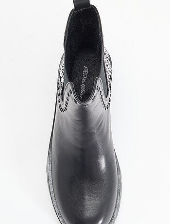 Boots avec empiècement clouté et strass