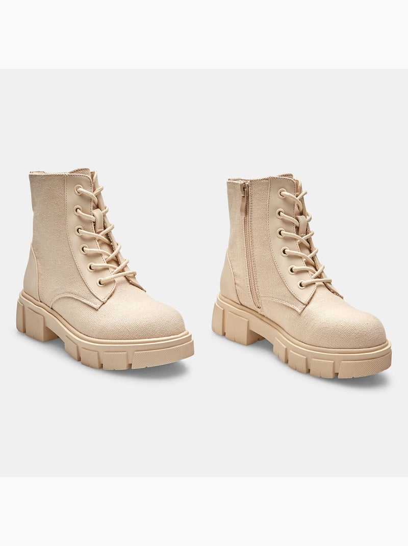 Boots avec fermeture éclair Beige - Kiabi