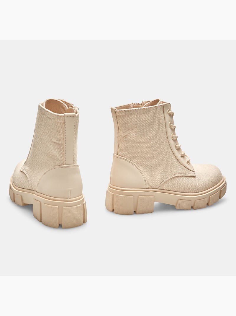 Boots avec fermeture éclair Beige - Kiabi