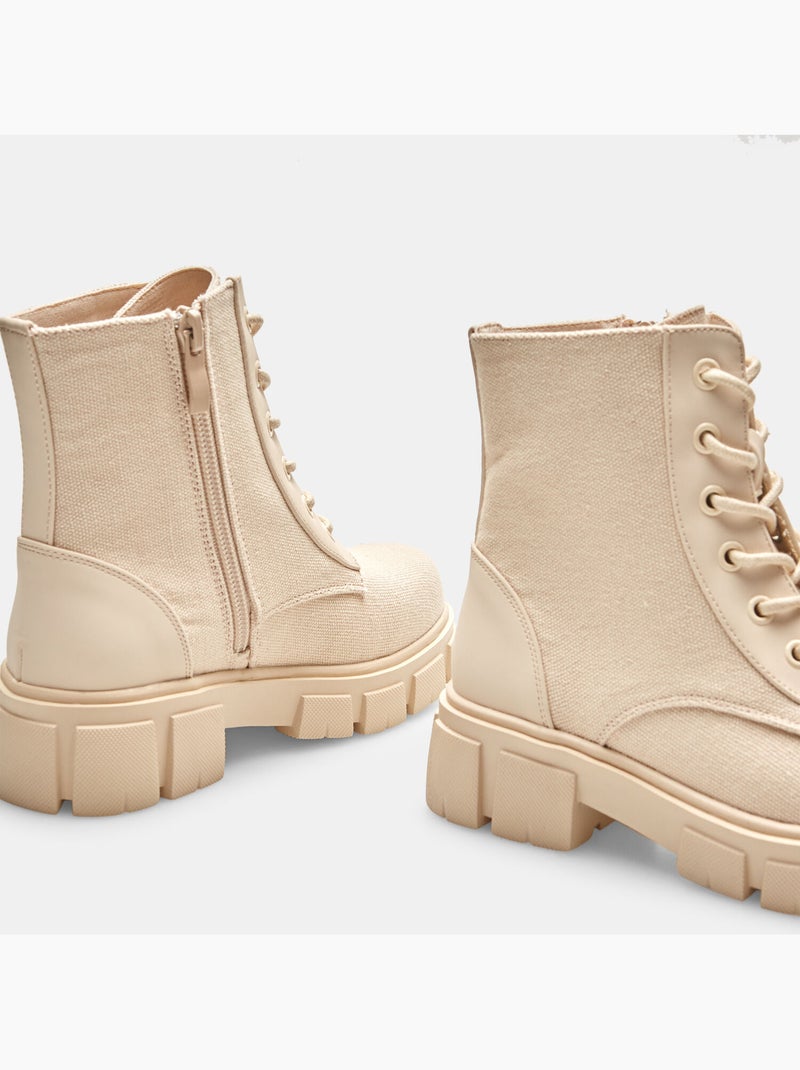 Boots avec fermeture éclair Beige - Kiabi