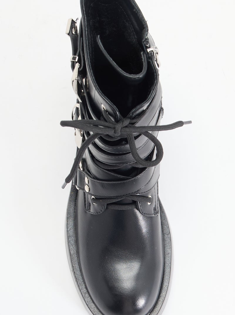 Boots avec sangles Noir - Kiabi