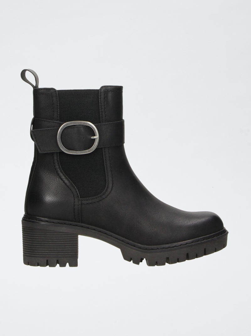 Boots avec semelle crantée Noir - Kiabi