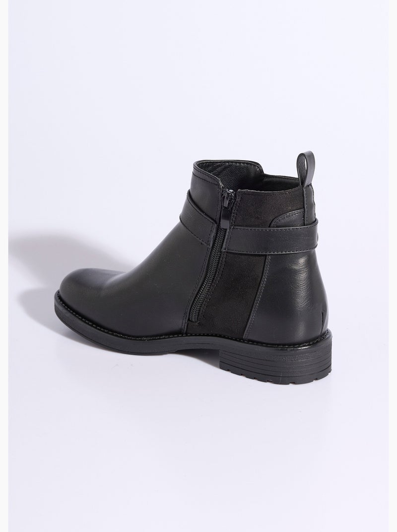 Boots bi matière avec bride cheville - afibel Noir - Kiabi