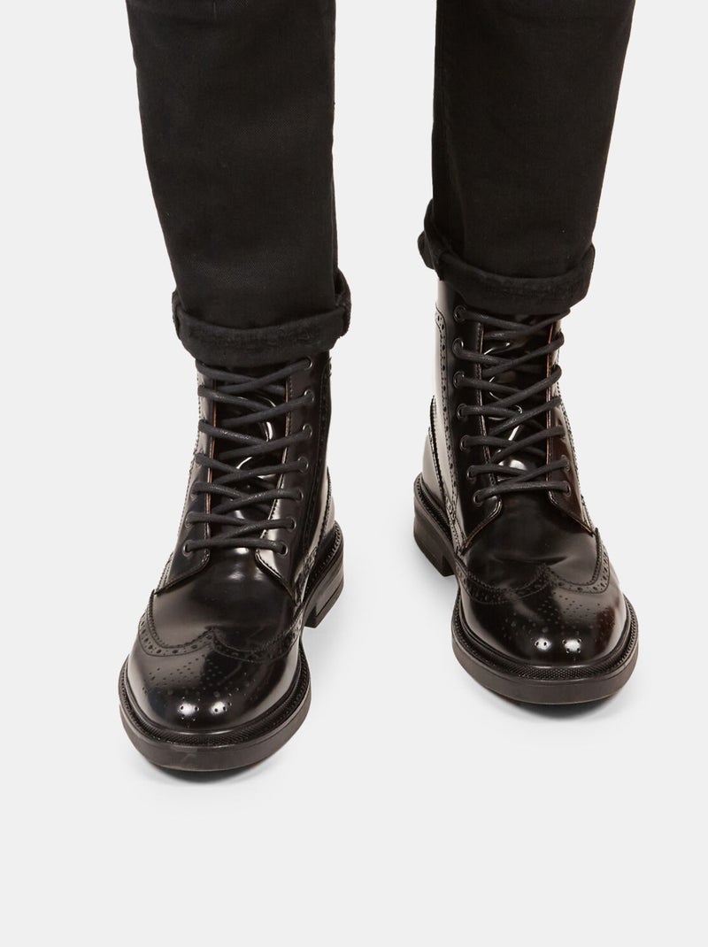 Boots brogue en cuir BATA Noir - Kiabi