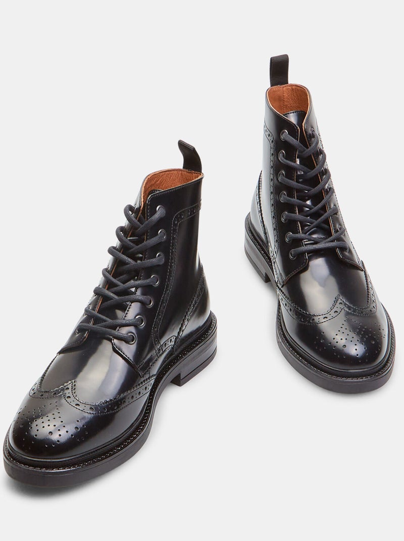 Boots brogue en cuir BATA Noir - Kiabi