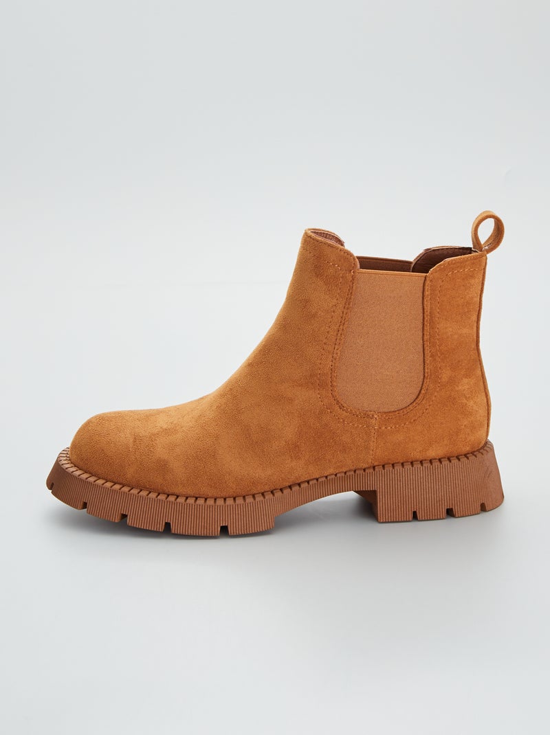 Boots chelsea à semelle crantée camel - Kiabi