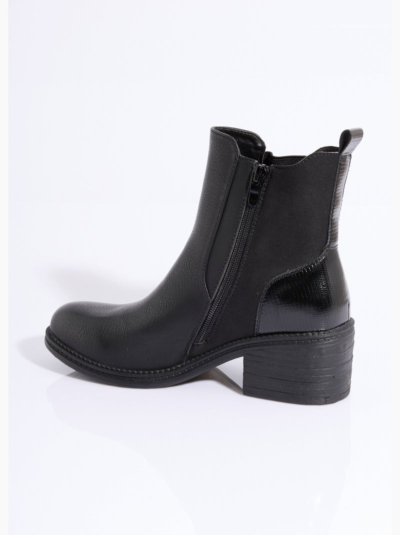 Boots Chelsea à talon et bout rond - AFIBEL Noir - Kiabi