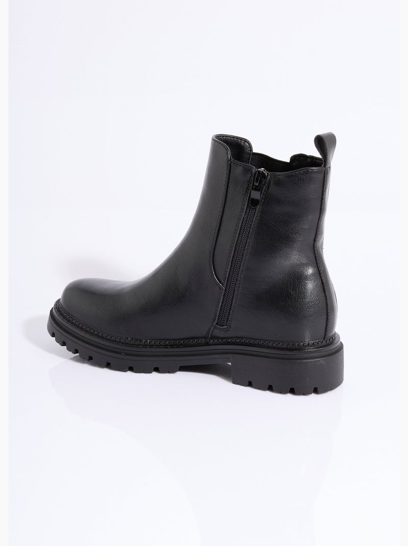 Boots Chelsea crantées détails matières - AFIBEL Noir - Kiabi
