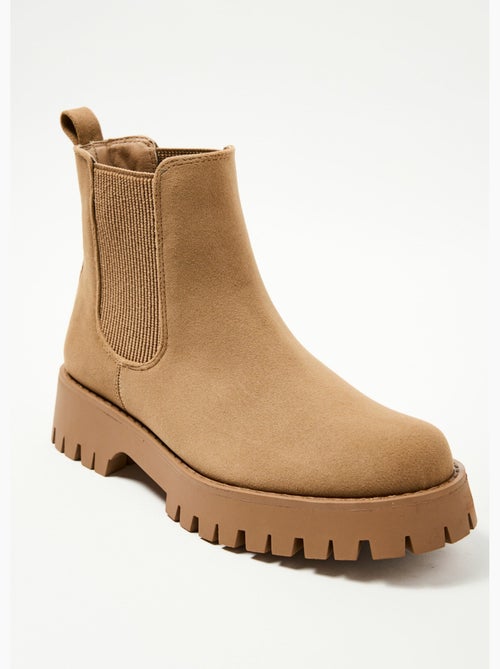 Boots Chelsea effet daim semelle crantée - AFIBEL - Kiabi