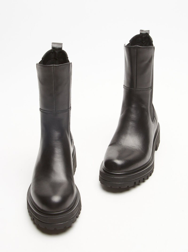 Boots Chelsea en cuir BATA Noir - Kiabi