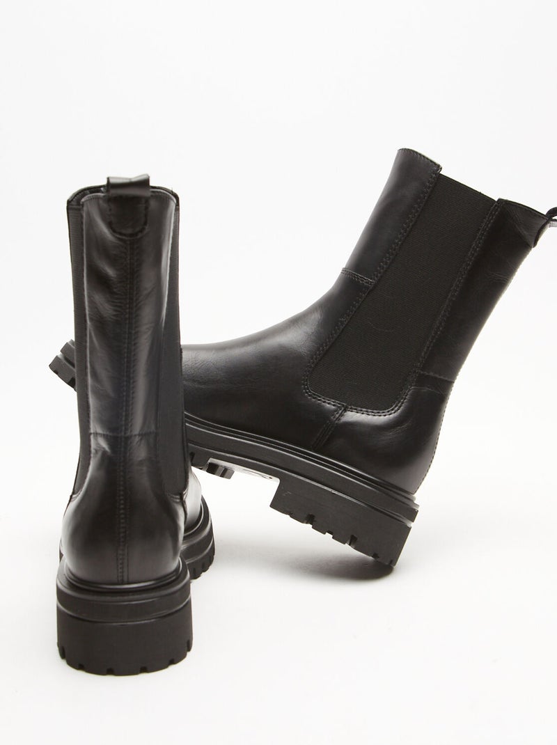 Boots Chelsea en cuir BATA Noir - Kiabi