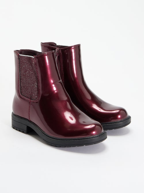 Boots Chelsea en simili avec soufflets pailletés - Kiabi