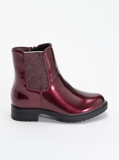 Boots Chelsea en simili avec soufflets pailletés - Kiabi