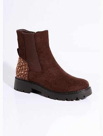 Boots Chelsea en suédine talon animalier - AFIBEL