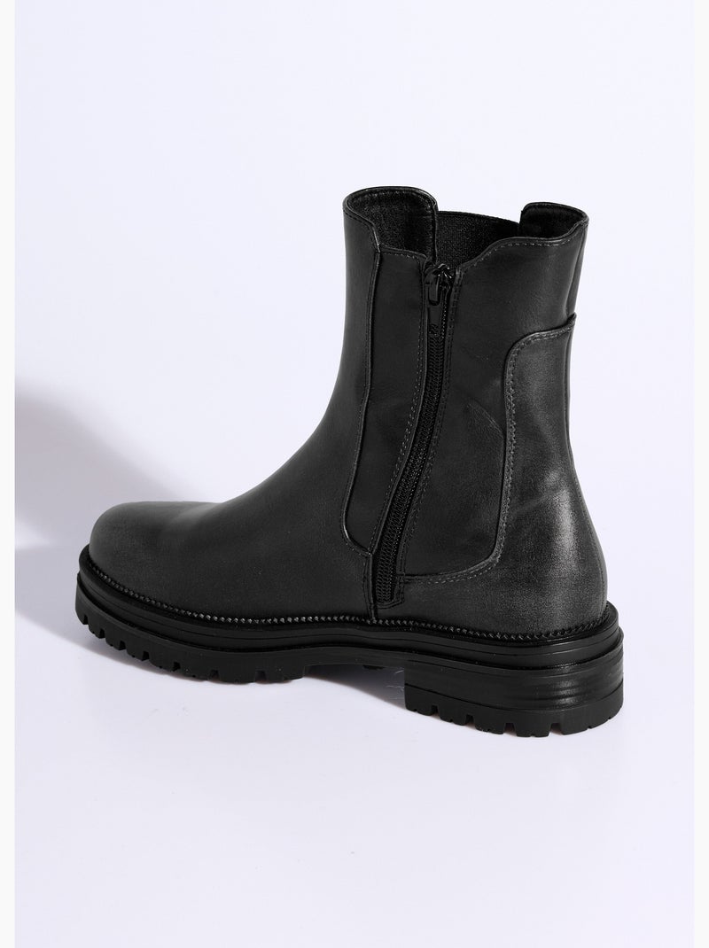 Boots chelsea montantes semelle crantée - afibel Noir - Kiabi