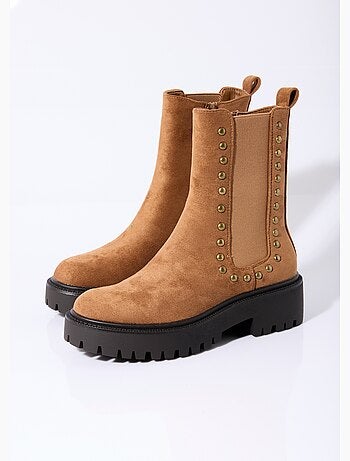 Boots chelsea suédine avec clous métal - afibel