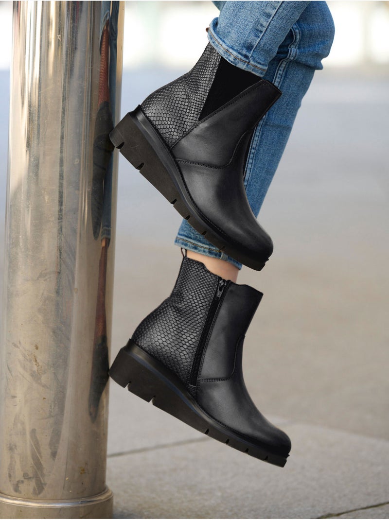 Boots compensées crantées talon 5 cm - PEDICONFORT Noir Noir - Kiabi