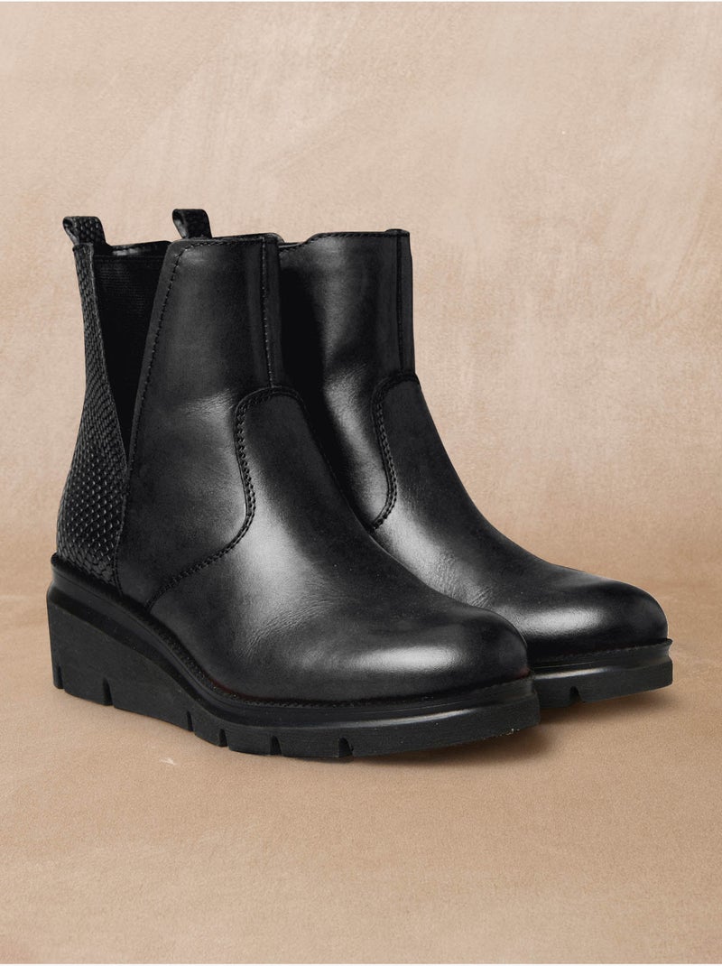 Boots compensées crantées talon 5 cm - PEDICONFORT Noir Noir - Kiabi