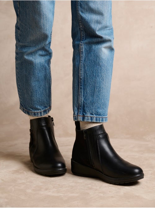 Boots compensées fourrées 2 zips - PEDICONFORT - Kiabi