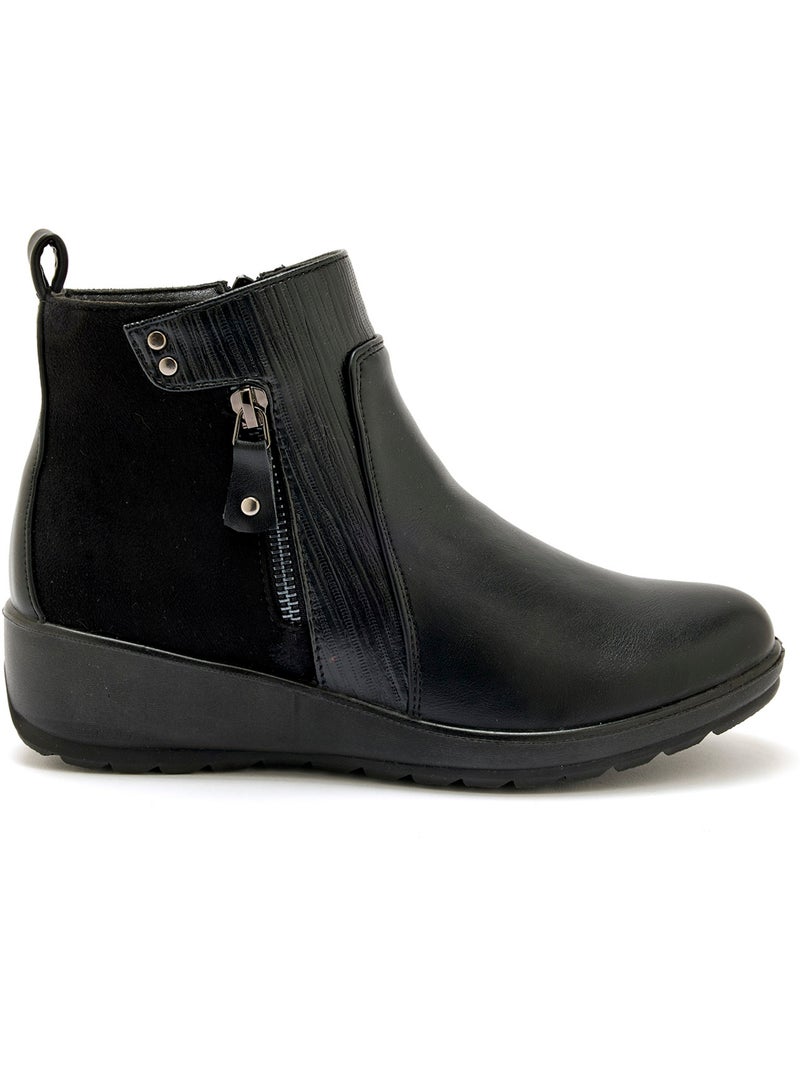 Boots compensées fourrées 2 zips - PEDICONFORT Noir Noir - Kiabi