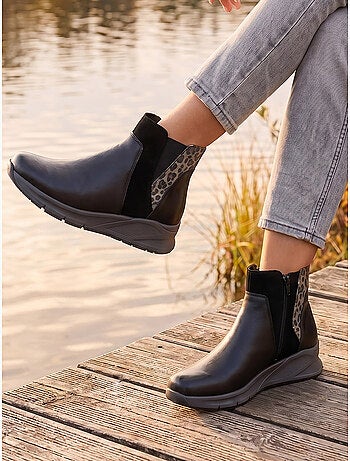 Boots compensées zippées et élastiquées - pediconfort
