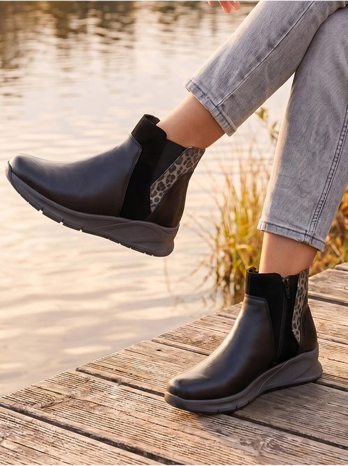 Boots compensées zippées et élastiquées - pediconfort - Kiabi