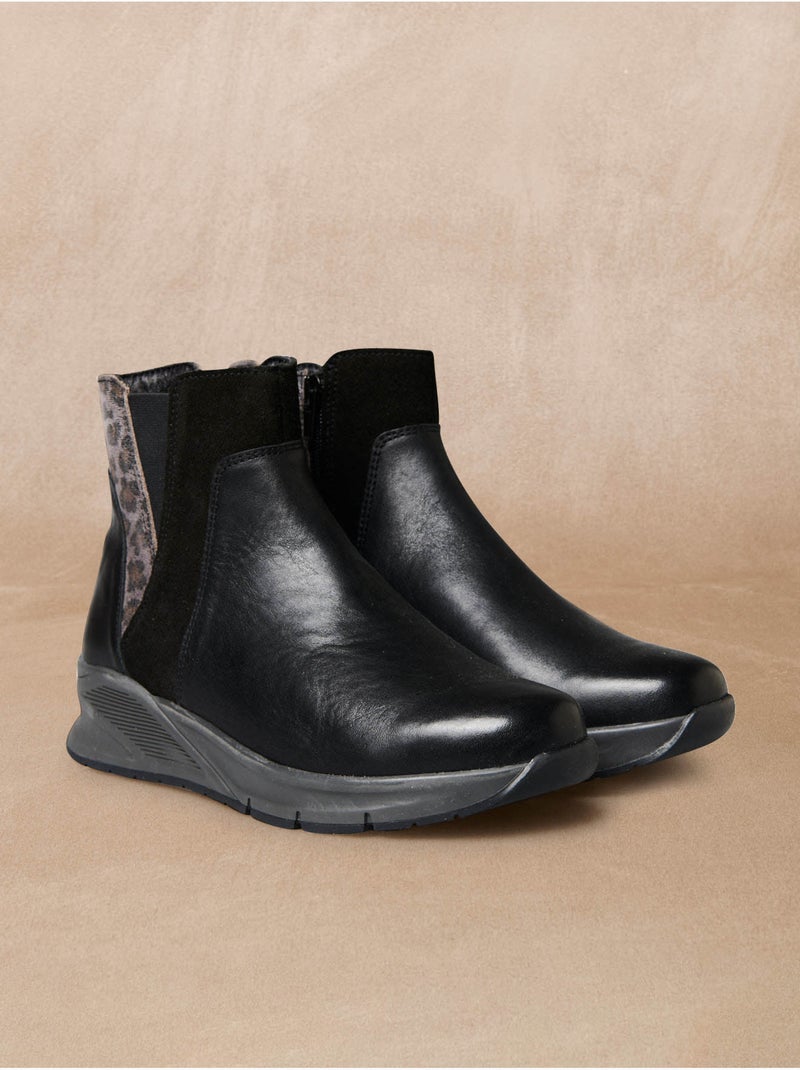 Boots compensées zippées et élastiquées - pediconfort Noir Noir - Kiabi