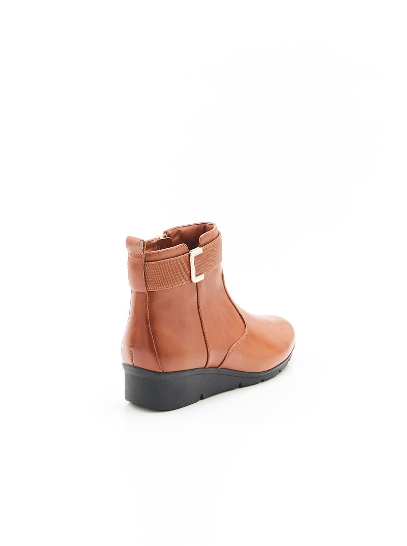 Boots compensés à boucle Amortyl - Damart Marron caramel - Kiabi