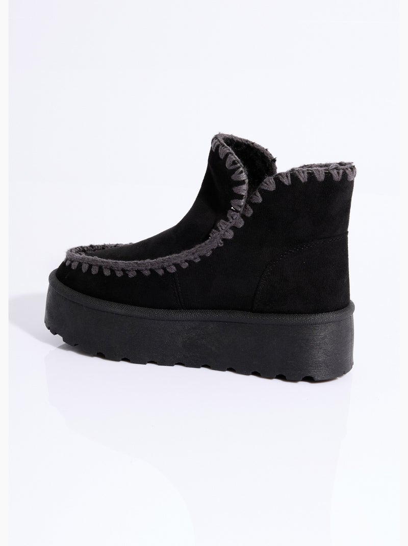 Boots confort compensées en suédine - AFIBEL Noir - Kiabi