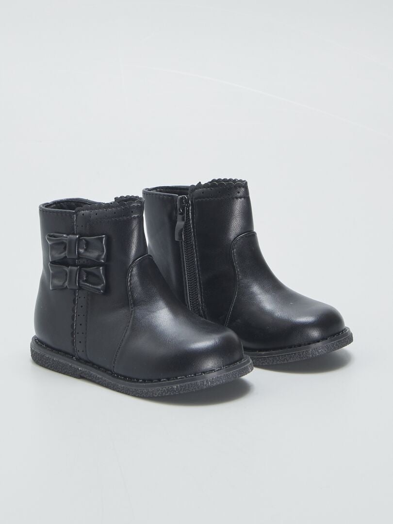 Boots crantées noir - Kiabi
