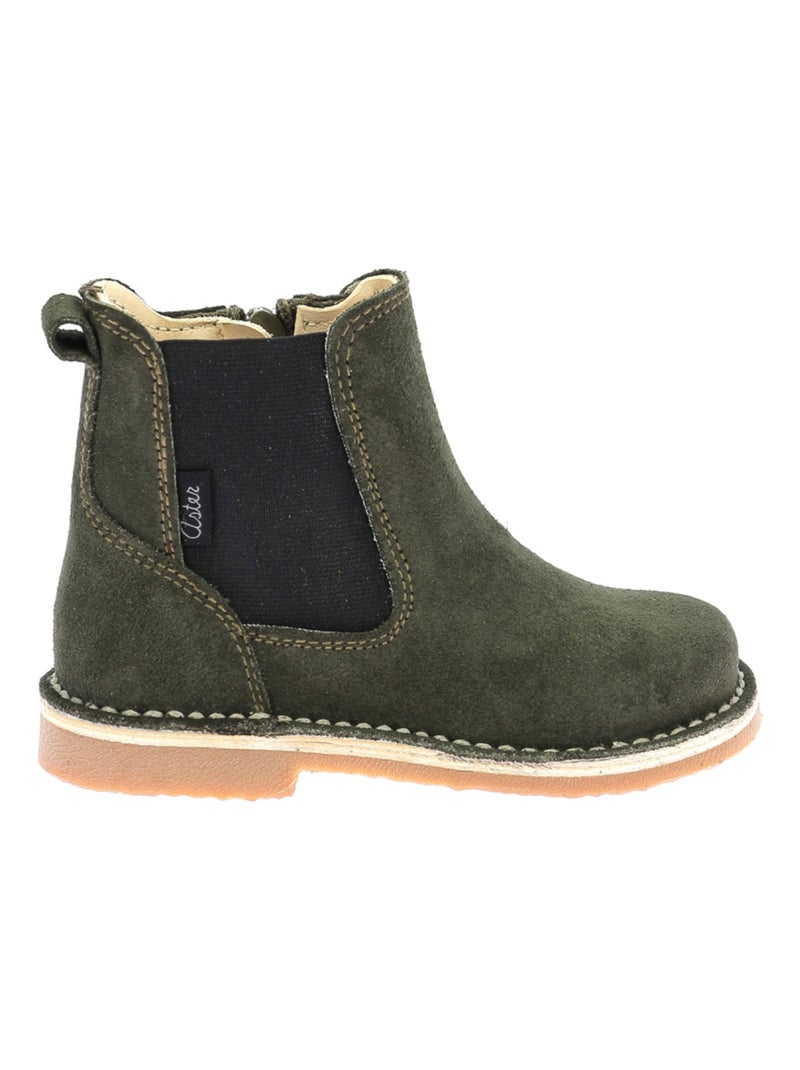 Boots Cuir Abostic Aster Kaki - Kiabi